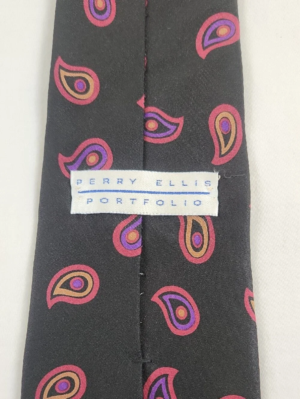 Classic Black Paisley Silk Men's Tie - Pink & Purple Accents